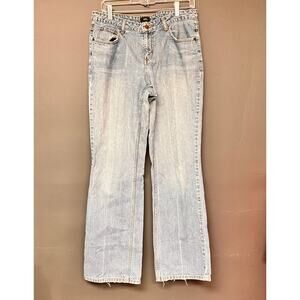 women's 2000s no stretch straight leg mid rise jeans stone wash med sz 10